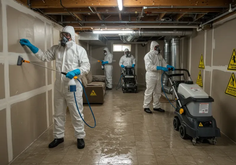 Basement Moisture Removal and Structural Drying process in East Hampton, NY